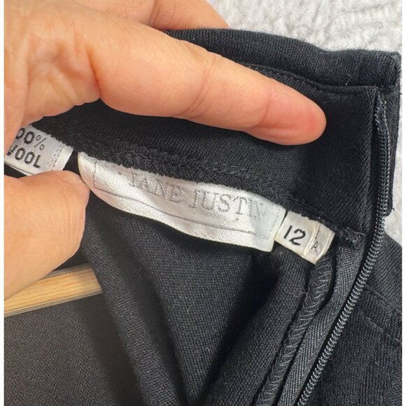 VTG Jane Justin 100% wool A line Dress minimalist dark romantic sz 12 - Picture 3 of 8